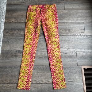 Tripp NYC Leopard Print Skinny Jeans Neon Green Pink Sz 3